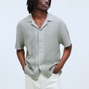 Madewell Textured-Stitch Sweater Polo Shirt